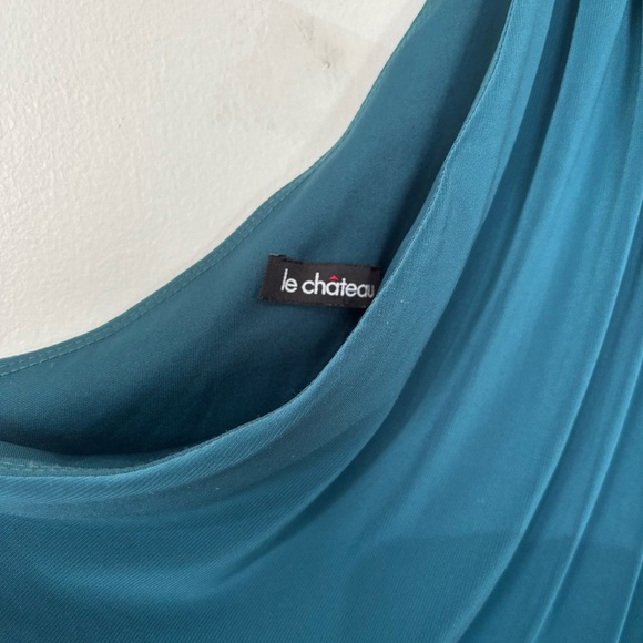 🎉4/30$🎉Le Château One-Shoulder Teal Cocktail Dress - Size XL - Picture 2 of 6